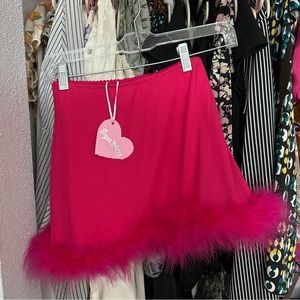 sugar thrillz hot pink maribou skirt xxs